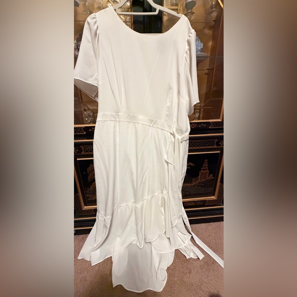 Alex Marie white Midi Dress with Side Tie
